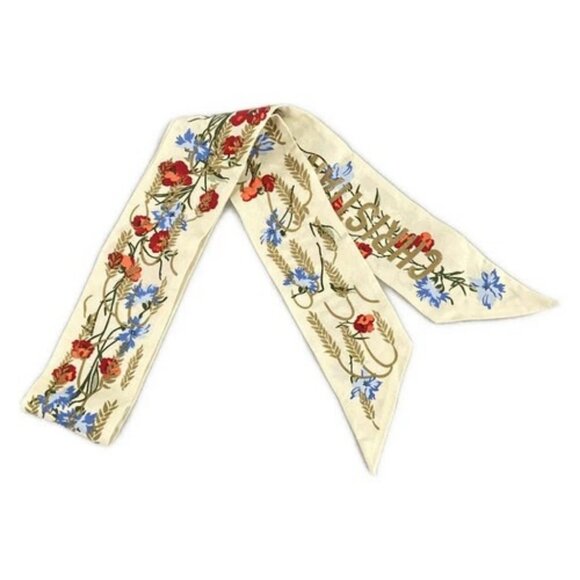 DIOR Accessories - Share DIOR/ChristianDior Mitzah 11DHI 106I606 Beige Red Blue Silk Scarf